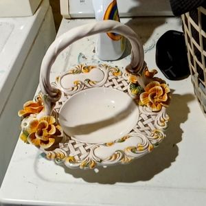 Antique glass bowl with lid 1940s made in Italy